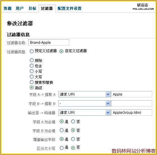 Google Analytics的URL分組過濾設置